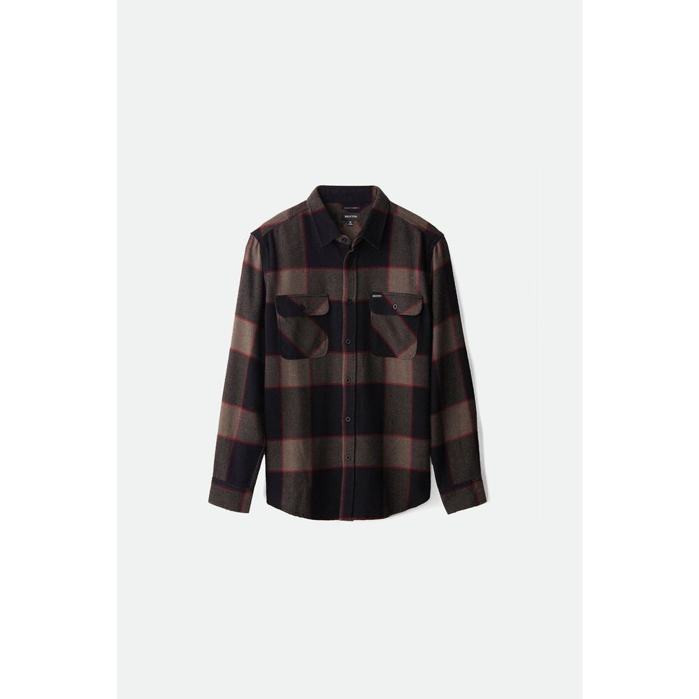 Brixton Classics Bowery Men’s Plaid Flannel in Heather Grey Charcoal Size: XL